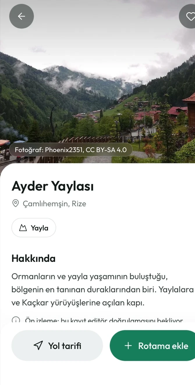YeşilYol: Ayder Yaylası sayfası